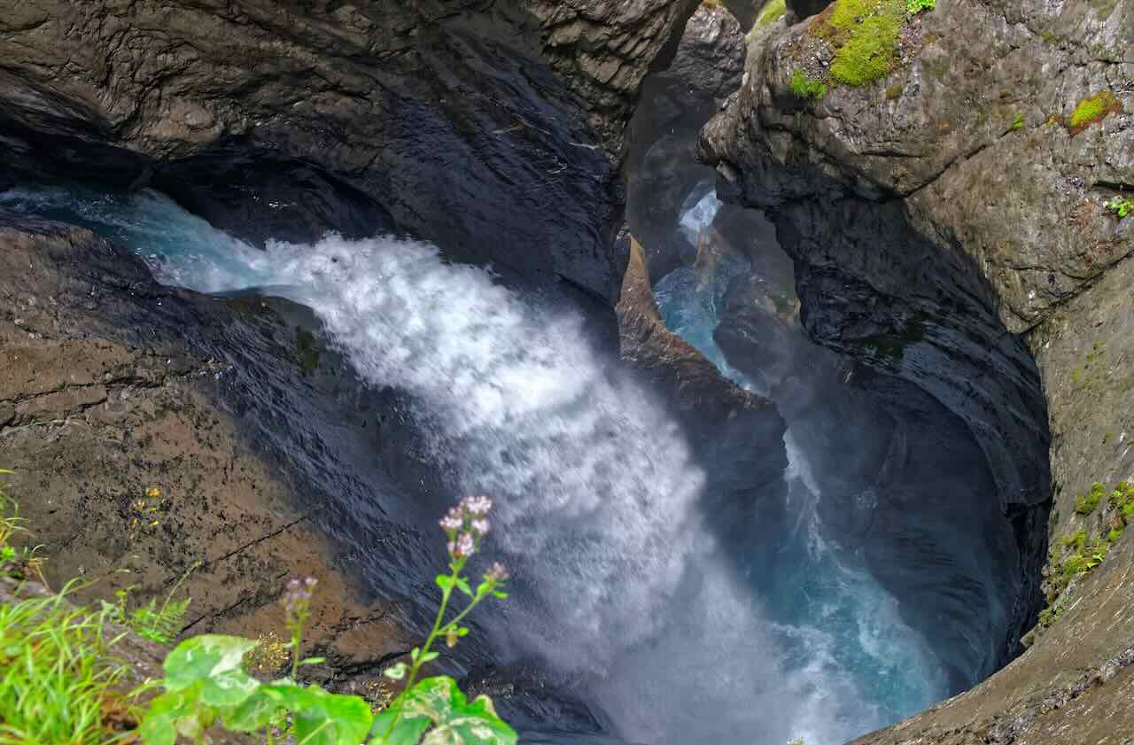 Trummelbach falls of Lauterbrunnen valley in Bern canton of Switzerland