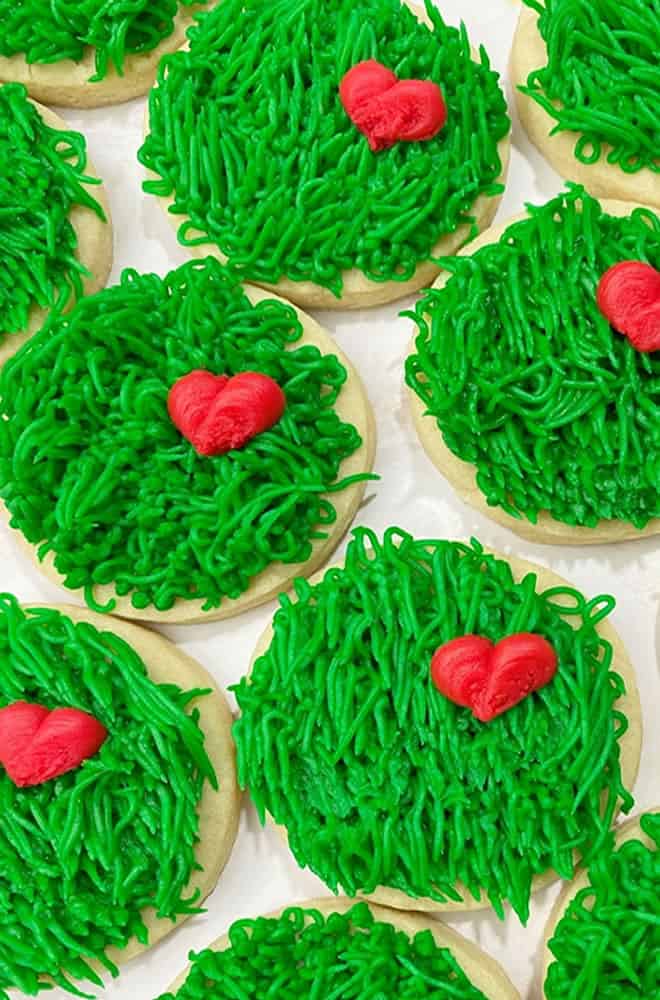 Green Grinch Sugar Cookies With Buttercream Frosting