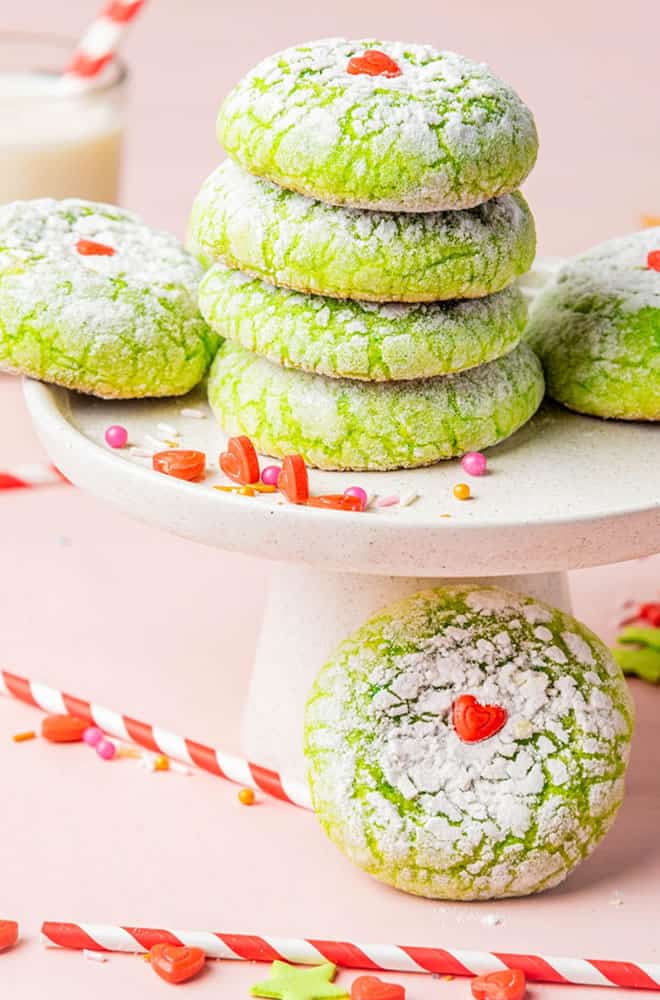 Grinch Crinkle Cookies