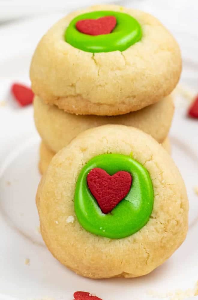 Grinch Thumbprint Cookies