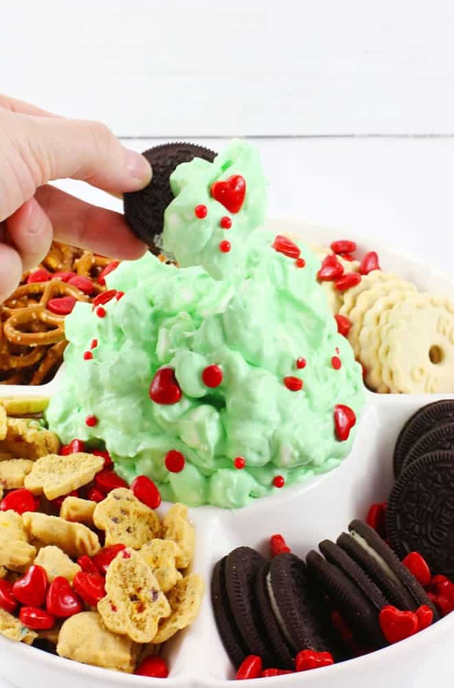 Grinch cheesecake fluff dip