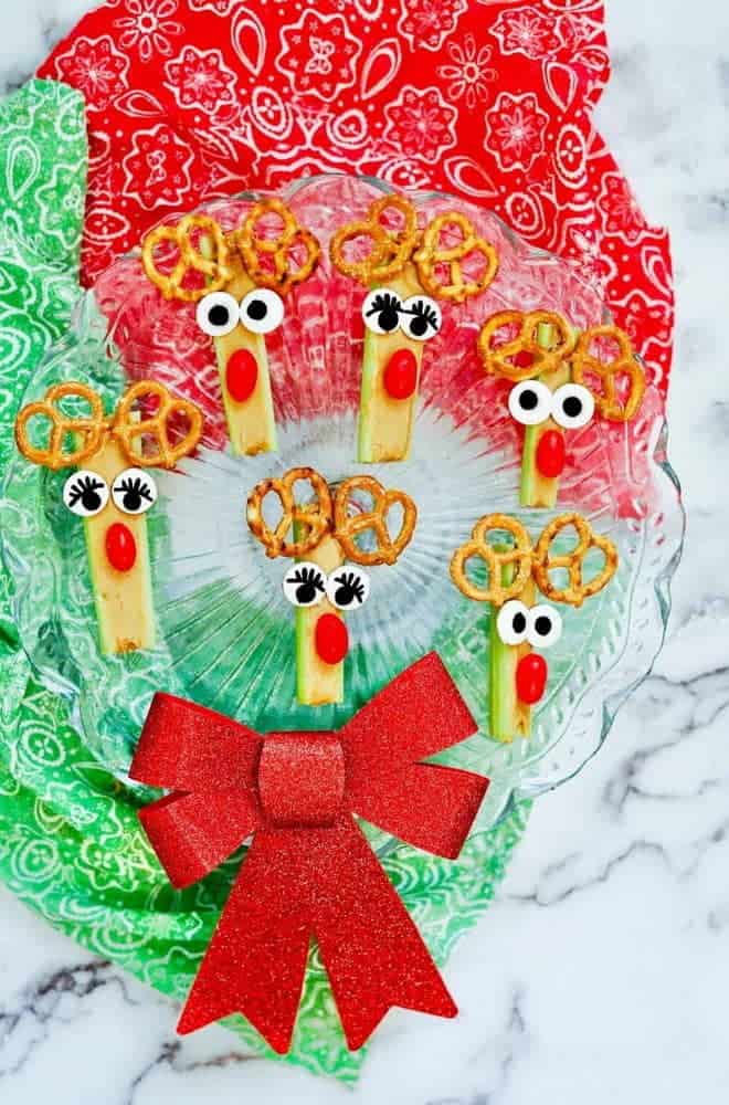 Celery and Peanut Butter Reindeer Snack for Kids