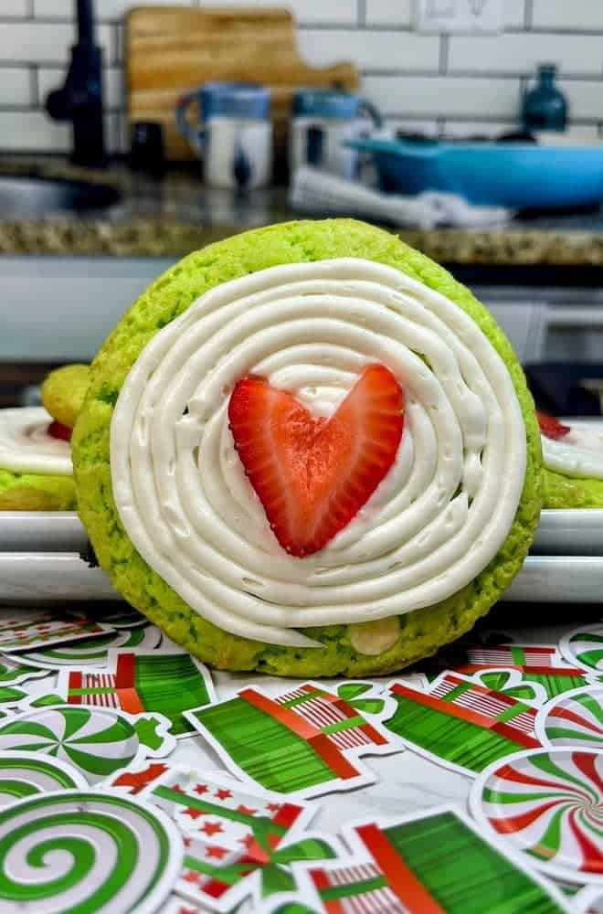Easy Grinch Heart Cookies With White Chocolate Chips