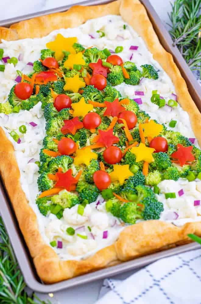 Savory Christmas Veggie Pizza