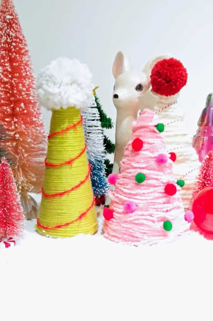 How to Make Yarn-Wrapped Syrofoam Cone Trees for Christmas