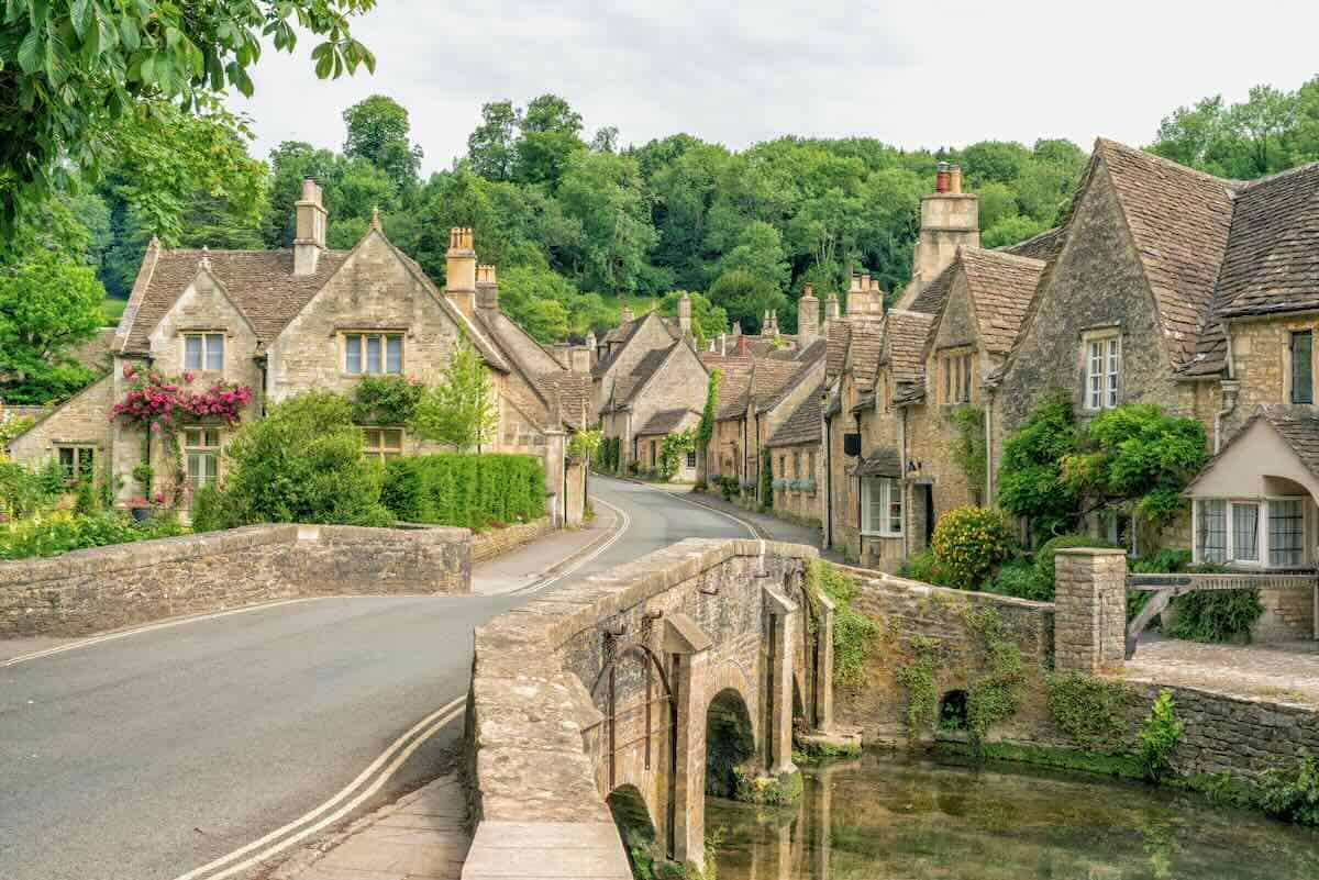 Village of Castle Combe, Wiltshire, UK Bridge over River Bybrook