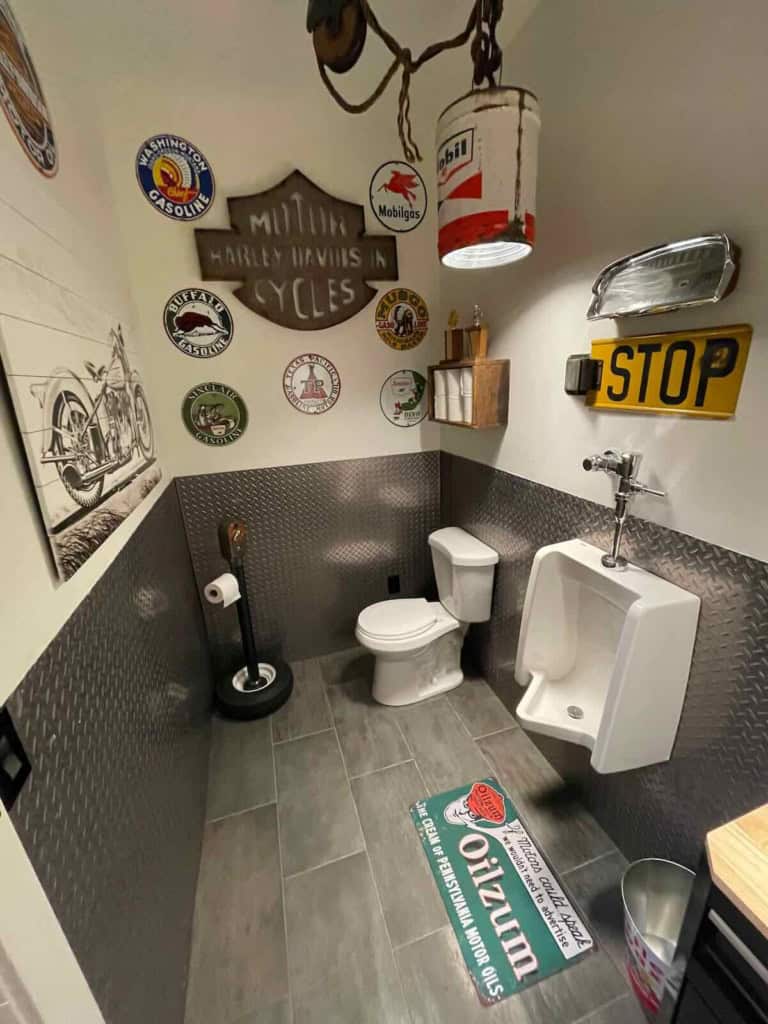 The autoshop bathroom is a great place for visitors to see and use. They all love the bathroom.