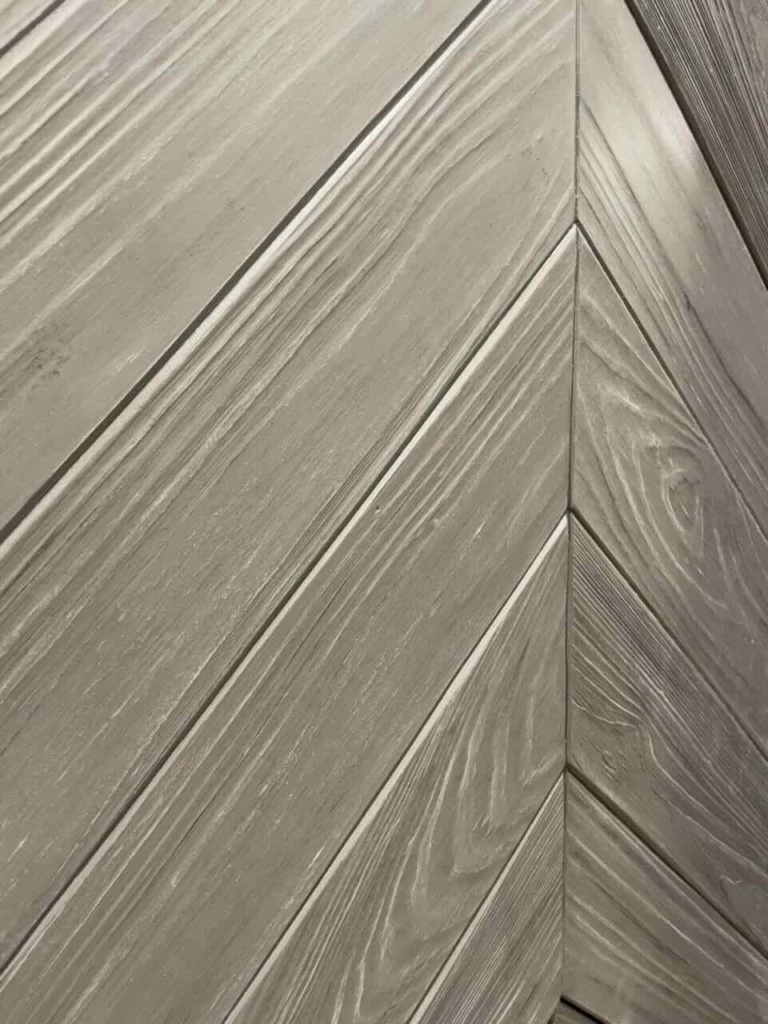Home Gym Accent Wall install chevron wood look